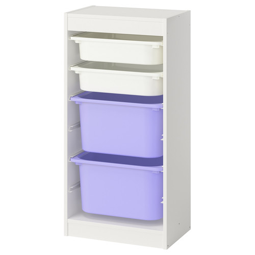 TROFAST Storage combination with boxes, white white/lilac, 46x30x94 cm