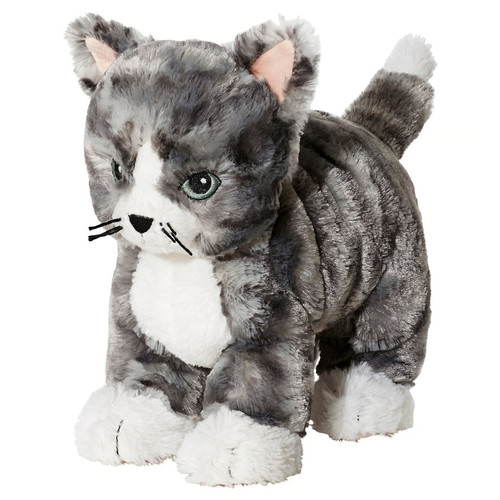 LILLEPLUTT Soft toy, cat grey, white