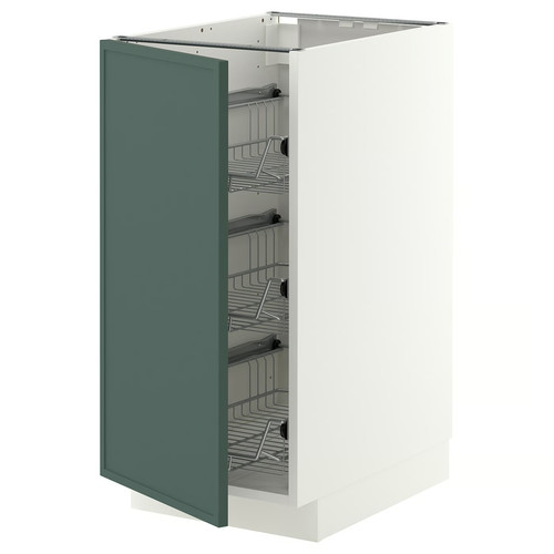 METOD Base cabinet with wire baskets, white/Aspudden dark grey-green, 40x60 cm