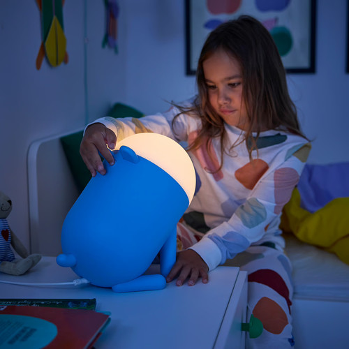 GREJSIMOJS LED table lamp, dimmable/dog blue