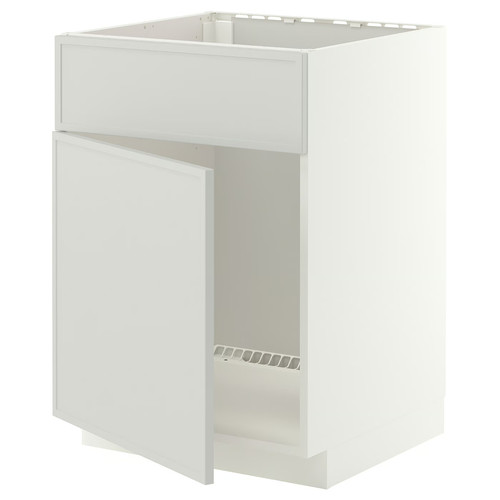 METOD Base cabinet f sink w door/front, white/Aspudden light grey, 60x60 cm
