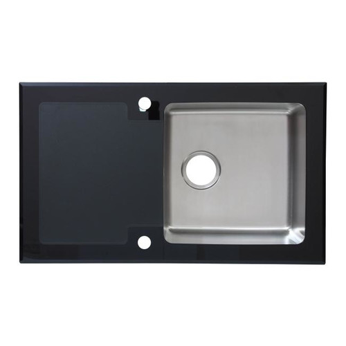 Cooke&Lewis Kitchen Sink Christianna 1 Bowl with Drainer, steel & glass