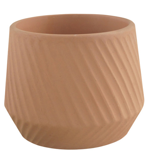 GoodHome Plant Pot 12 cm, stripes, indoor, terracotta