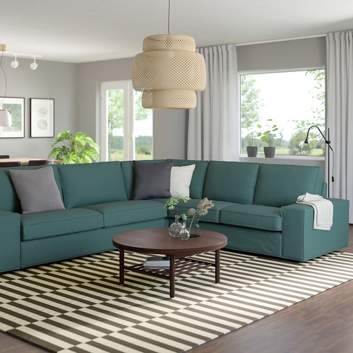 KIVIK Corner sofa, 5-seat, Kelinge grey-turquoise