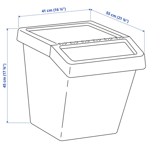 SORTERA Waste sorting bin with lid, white, 60 l