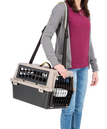 Ferplast Atlas 10 Trendy Plus Pet Carrier, black/beige/black