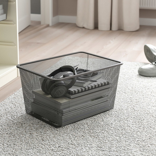 TROFAST Storage combination with boxes, white/dark grey, 46x30x94 cm