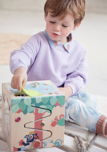 LILLIPUTIENS Wooden Activity Cube - Farm 12m+