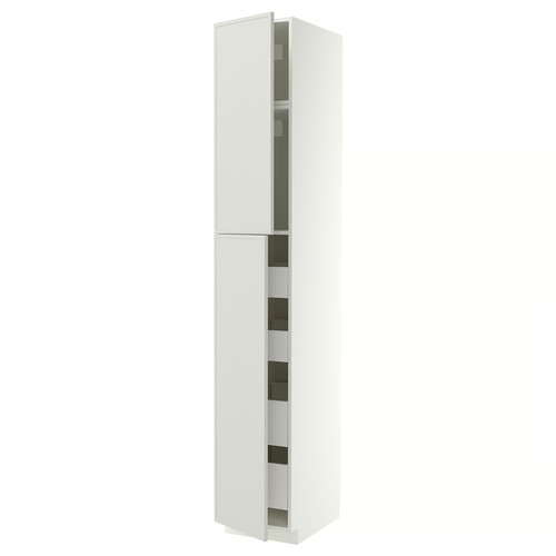 METOD/MAXIMERA Hi cab w 2 doors/4 drawers, white/Aspudden light grey, 40x60x240 cm
