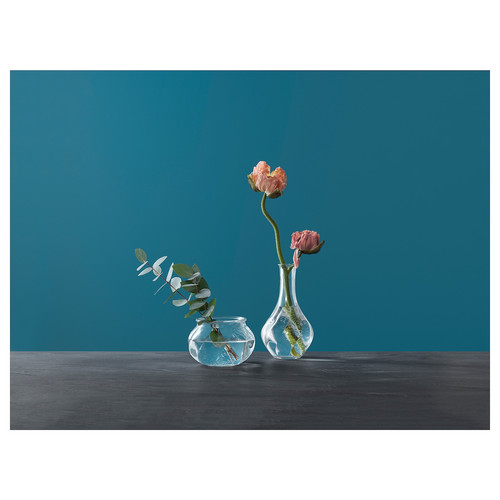 VILJESTARK Vase, clear glass, 17 cm
