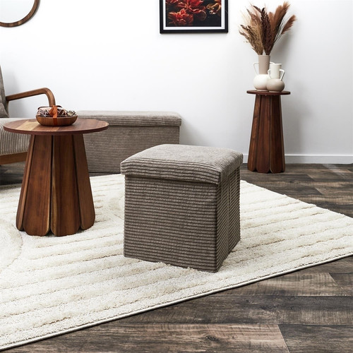 Folding Pouffe, corduroy, taupe