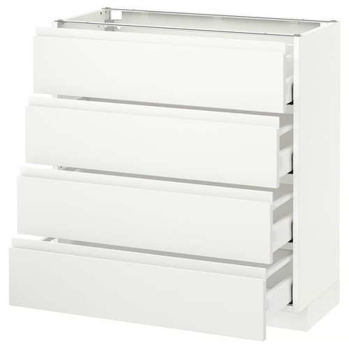 METOD / MAXIMERA Base cab 4 frnts/4 drawers, white, Voxtorp matt white white, 80x37 cm