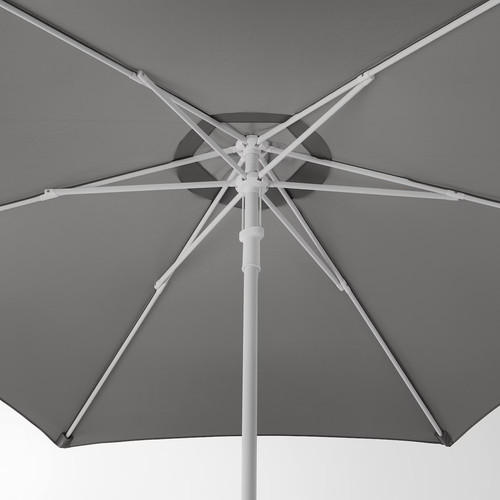 HÖGÖN / IGGÖN Parasol with base, grey/dark grey, 270 cm