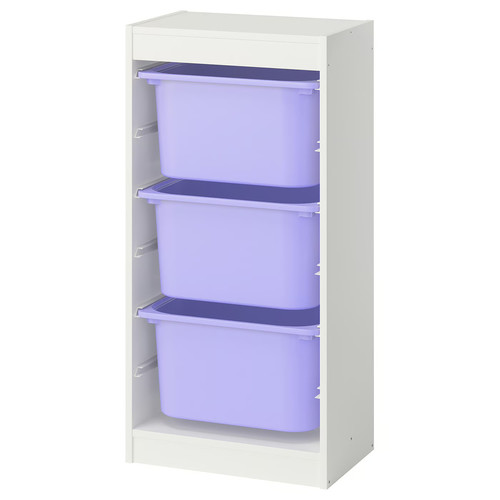 TROFAST Storage combination with boxes, white/lilac, 46x30x94 cm