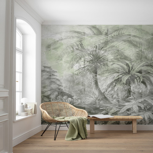 GoodHome Wall Mural Wallpaper Tanan, light green palms