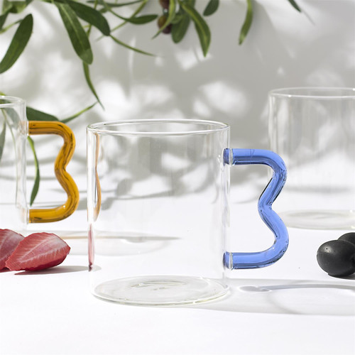 Glass Mug Borosilicate 350ml, blue