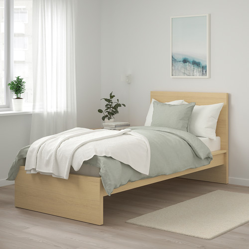 MALM Bed frame, high, white stained oak effect, 90x200 cm