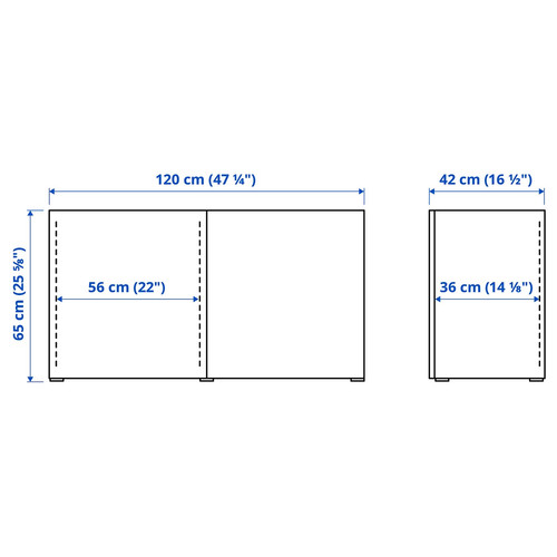 BESTÅ Storage combination with doors, white/Laxviken white, 120x42x65 cm