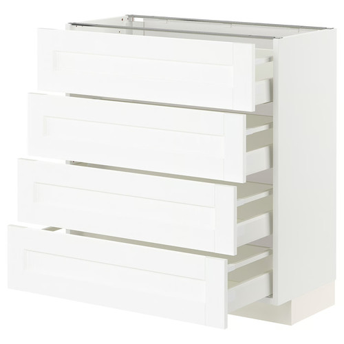 METOD / MAXIMERA Base cab 4 frnts/4 drawers, white Enköping/white wood effect, 80x37 cm