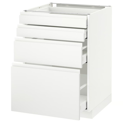 METOD / MAXIMERA Base cab 4 frnts/4 drawers, white/Voxtorp matt white, 60x60 cm