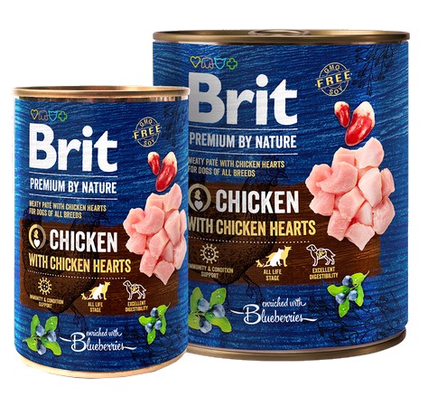 Brit Premium By Nature Chicken & Hearts Dog Food Can 800g