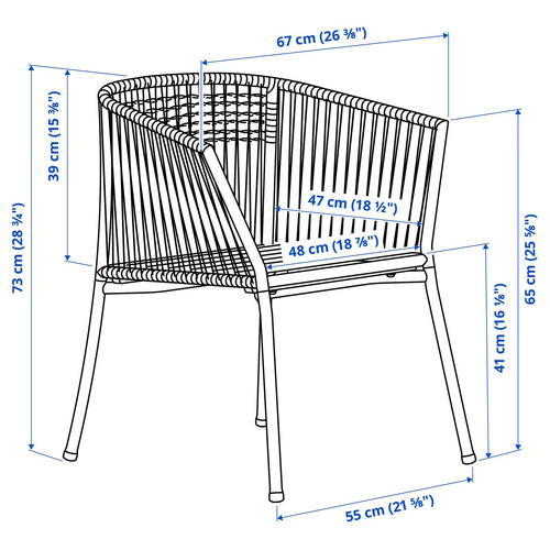SEGERÖN Outdoor chair with armrests, white/beige