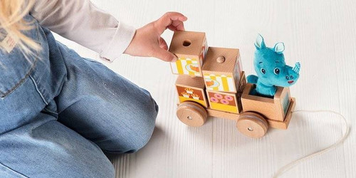 LILLIPUTIENS Wooden Food Truck with Puzzle Rhino Marius 12m+