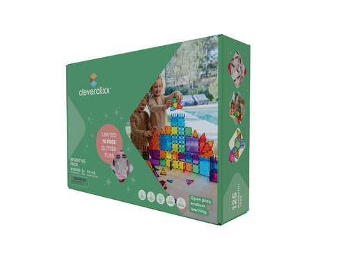 Cleverclixx Magnetic Tiles Inventive Pack Intense 110 pieces + 15 pieces free, 3+