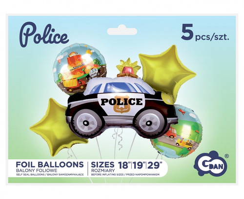 Foil Balloons Set Police 5pcs