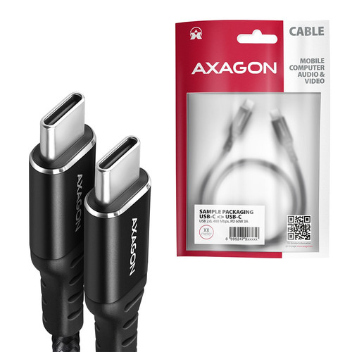 AXAGON USB Cable BUCM-CM15AB cable PD 60 W USB-C USB-C, 1.5m