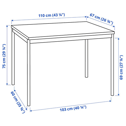 SANDSBERG Table, black, 110x67 cm