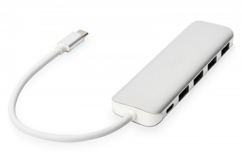 Digitus 4-Port USB-C HUB + PD 4x USB 3.0, 1x PD Charging, silver