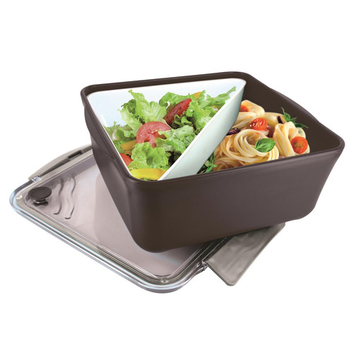 Lunch Box Divided with Fork 2.6l, grey