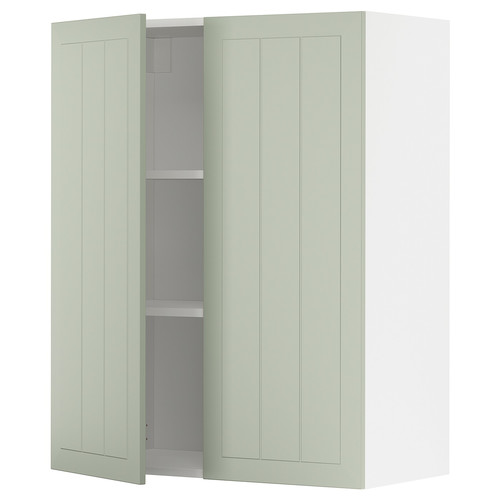 METOD Wall cabinet with shelves/2 doors, white/Stensund light green, 80x100 cm