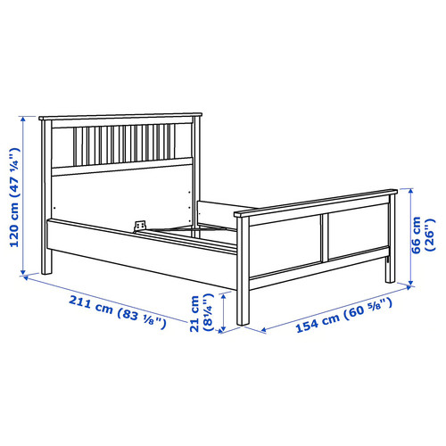 HEMNES Bed frame with mattress, grey stained/Valevåg hard, 140x200 cm
