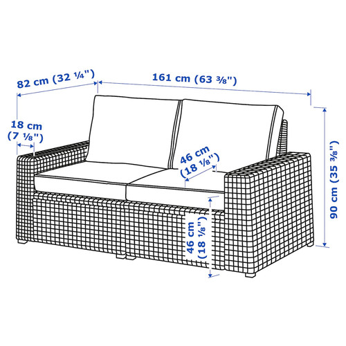 SOLLERÖN 2-seat modular sofa, outdoor, dark grey, Järpön/Duvholmen anthracite