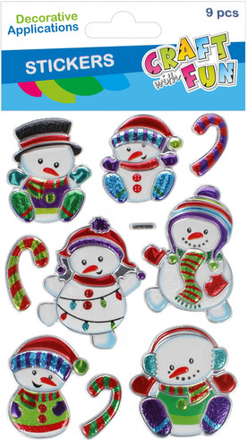 Metallic Snowman Sticker Decorations, 9 pcs
