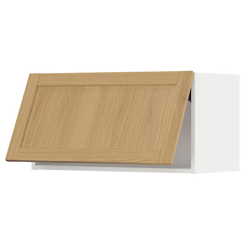 METOD Wall cabinet horizontal w push-open, white/Forsbacka oak, 80x40 cm