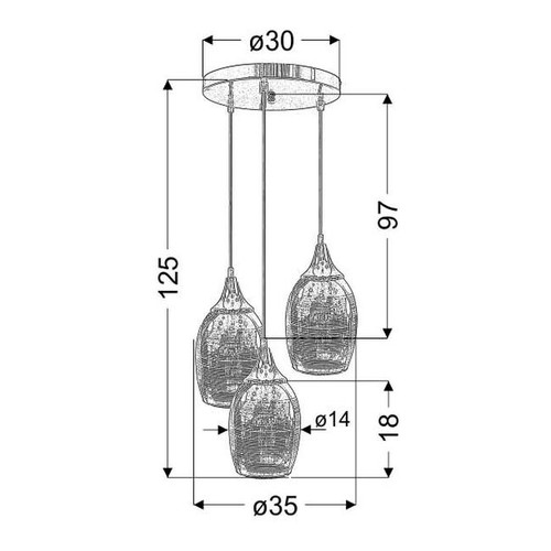 Pendant Lamp Marina 3 x 60W E27, chrome