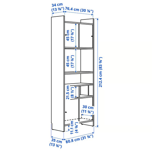 LÅDMAKARE Storage combination w sliding doors, with 1 shelf insert/oak effect, 81x35x212 cm