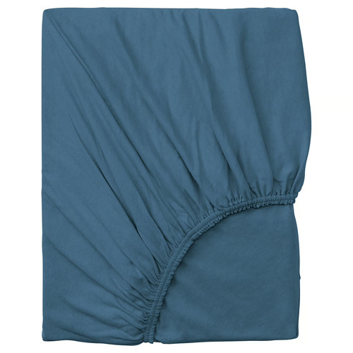 VÅRVIAL Fitted sheet, blue, 140x200 cm