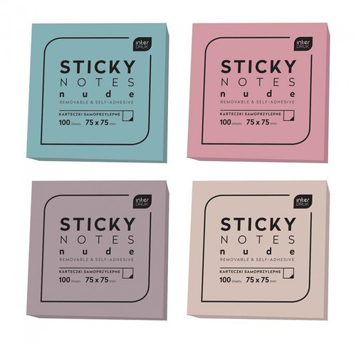 Sticky Notes Nude 75x75/100 Sheets, 1pc, assorted colours