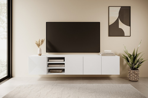 Wall-mounted TV Cabinet Asha 200 cm, matt white