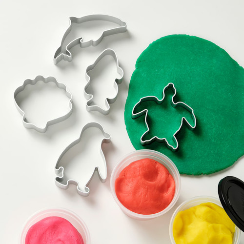 BLÅVINGAD Modelling dough cutters, set of 5, aluminium-colour