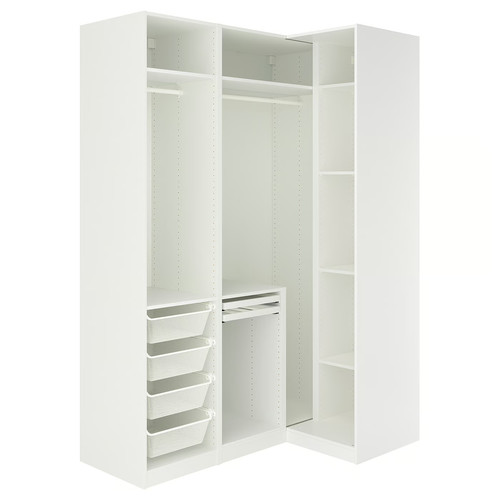 PAX / FYRUDDEN Corner wardrobe, white/blue, 161/111x236 cm
