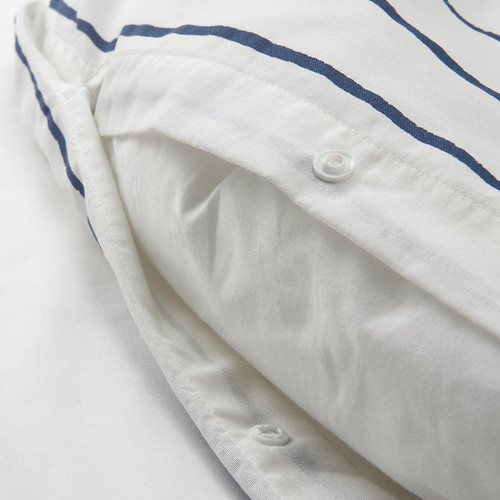 PAGODTRÄD Duvet cover and pillowcase, white/navy blue, 150x200/50x60 cm