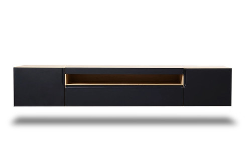 Wall-mounted TV Cabinet Loftia, artisan/matt black