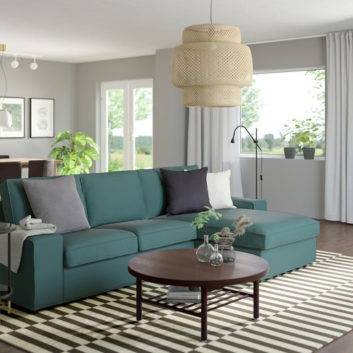 KIVIK 3-seat sofa with chaise longue, Kelinge grey-turquoise