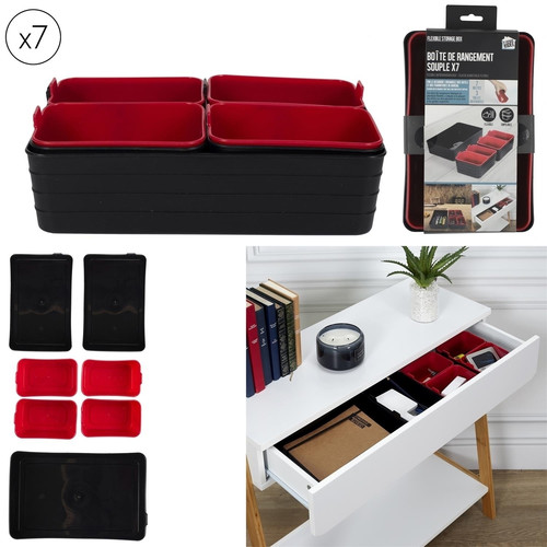 Organisers for Drawers Set of 7, black/red