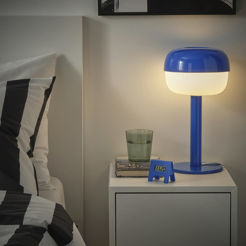 KUPONG Alarm clock, bright blue, 7x6 cm